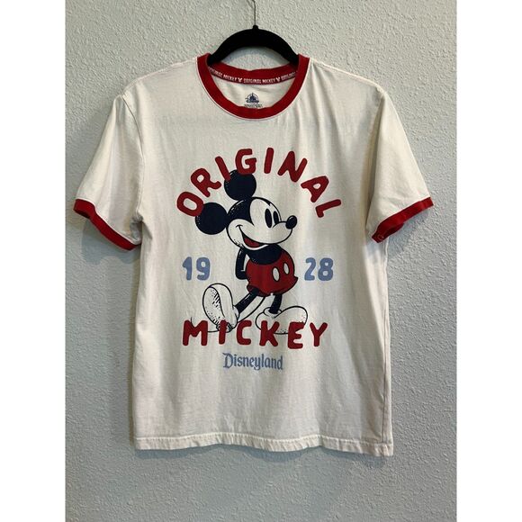 Disney Tops - Disneyland Original Mickey Mouse 1928 T Shirt Size Small Off White Beige a619